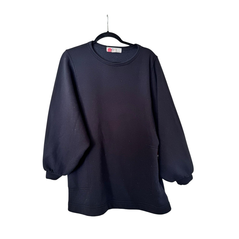 FP Beach by Free People Black Balloon Sleeve Tunic Sweatshirt Women's Small USA - Picture 1 of 7